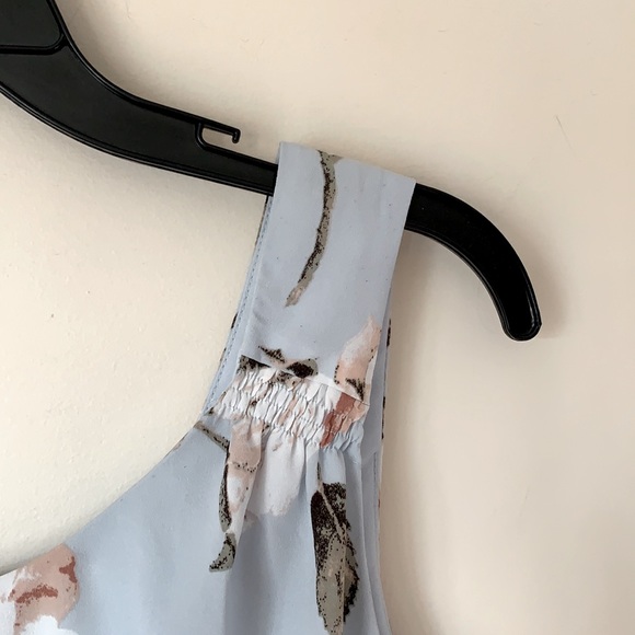 👗 Fleur Bleve Dress Blue Floral Sleeveless rouched mini Roomy Medium - Picture 3 of 10